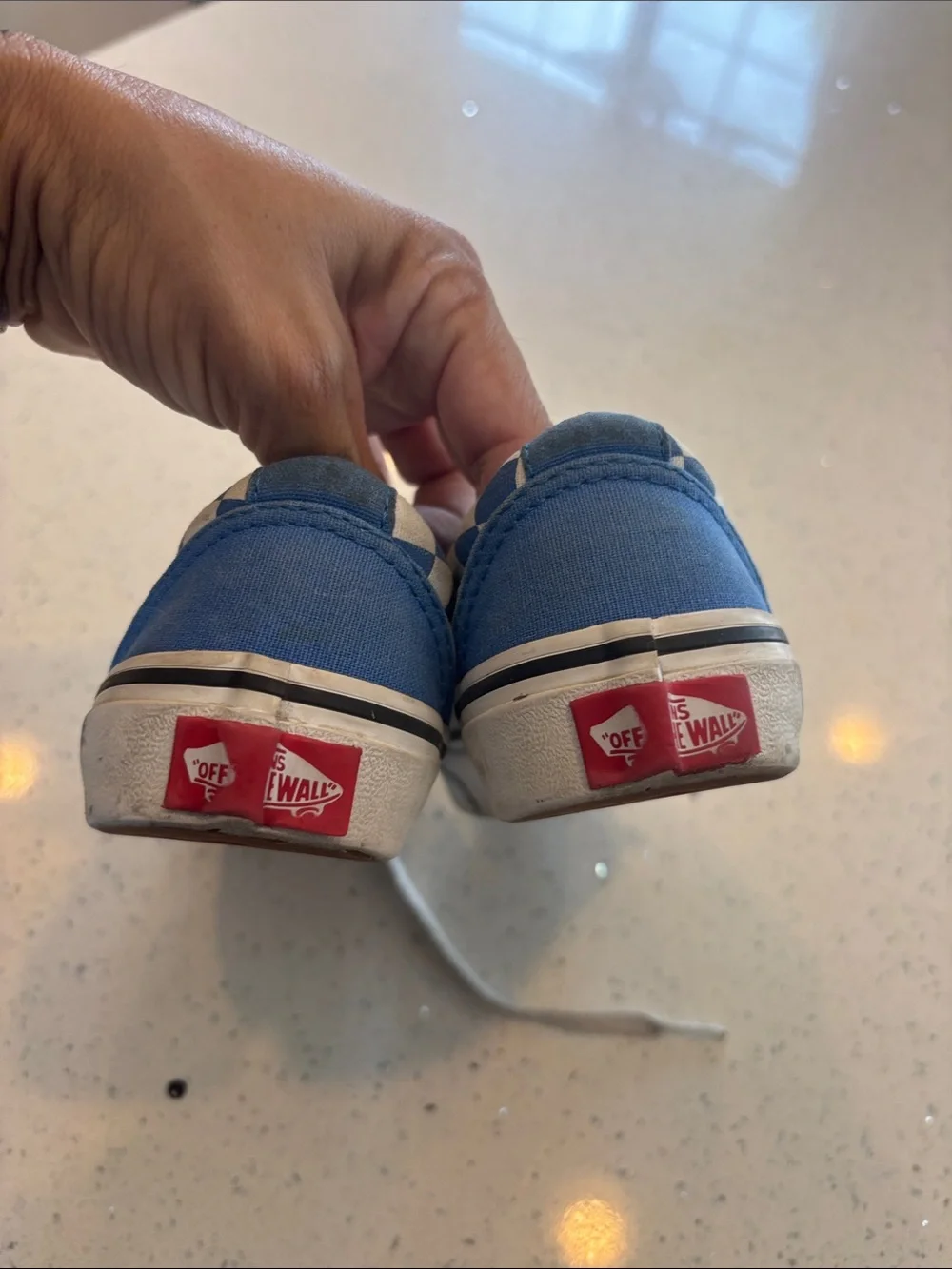 Vans Kids Blue and White Checkerboard Canvas Sneakers
